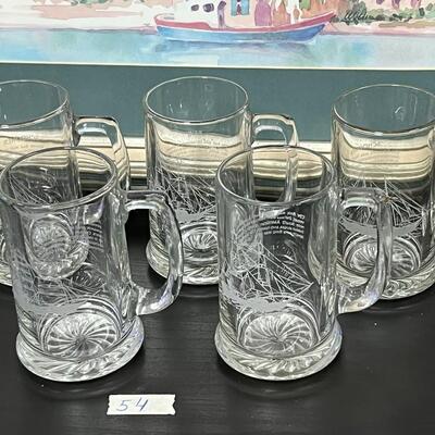 Vintage Long John Silvers Etched Glass Mug