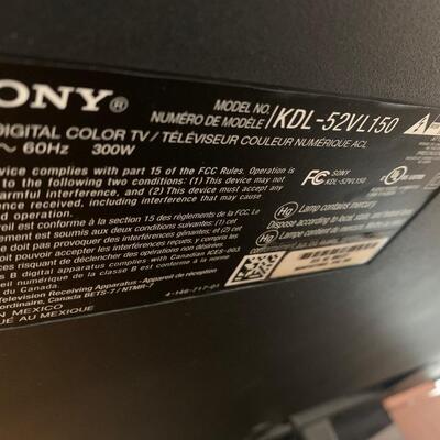 52â€ Sony Bravia Digital Color Flat Screen TV KDL 52VL-150
