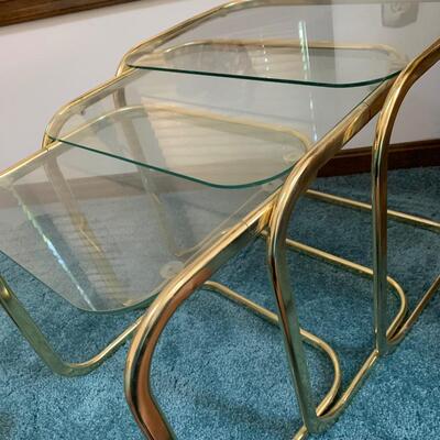 Brass / Glass Nesting Table Set