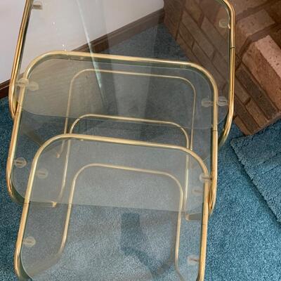 Brass / Glass Nesting Table Set