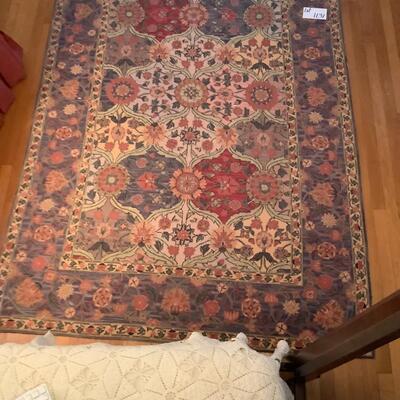Lot. F - 1131   Vintage  Floral Micro Hook Rug