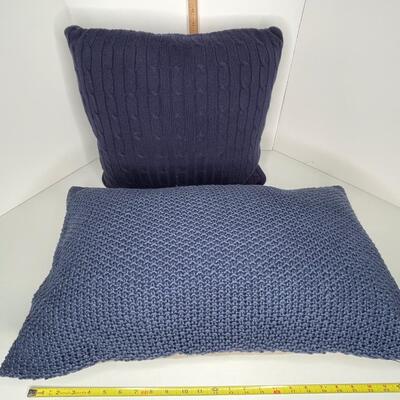 2 Navy Blue Pillows with Inserts