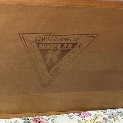 Lot  F - 1134  Sumter Cabinet Co. Glass-top Cherry Dresser with Trifold Beveled Mirror