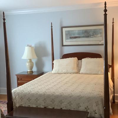 Lot. F - 1138. Vintage Cherry Queen Four Post Bed