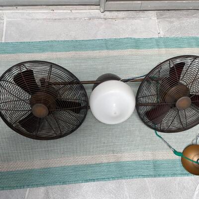 Bronze outdoor double fan and light