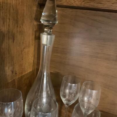 Etched Glass Decanter Set