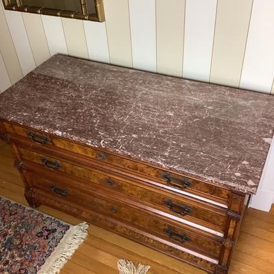 A1023 Victorian Eastlake Marble Top Dresser