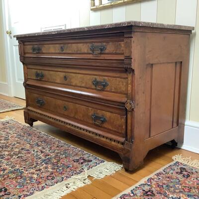 A1023 Victorian Eastlake Marble Top Dresser