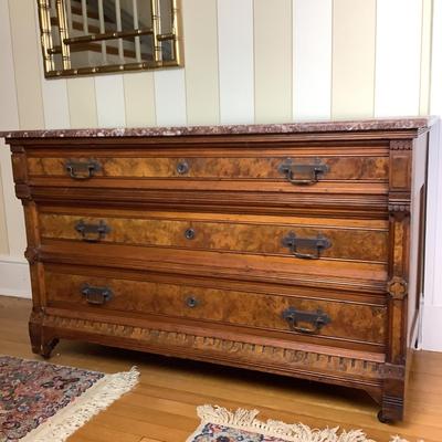 A1023 Victorian Eastlake Marble Top Dresser