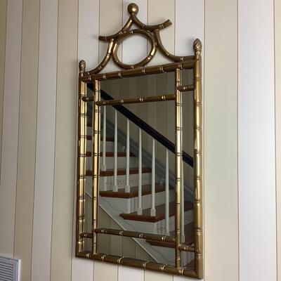 A1024 Vintage Gold Bamboo Asian Inspired Wall Mirror