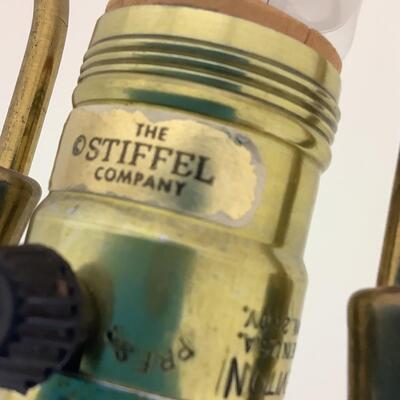 L1029 Pair of Vintage Brass & Cream Stiffel Lamps
