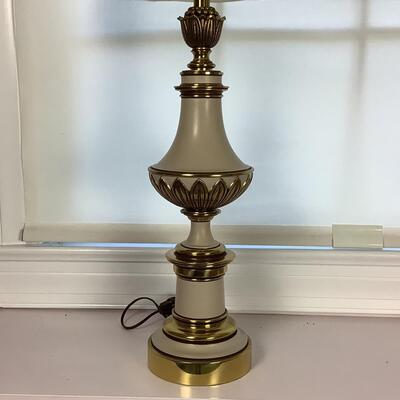 L1029 Pair of Vintage Brass & Cream Stiffel Lamps