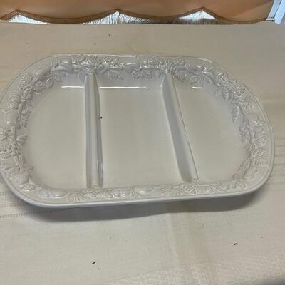 Vintage Raised Fruit Design Three Section Serving Platter