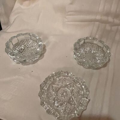 Three Piece Crystal Votive Candle Holders