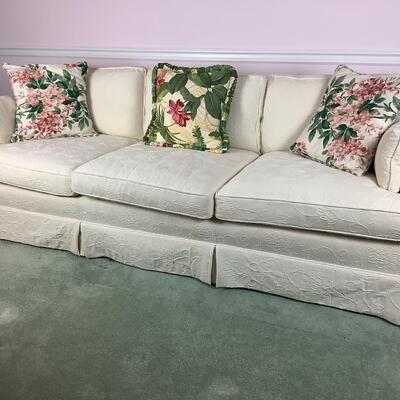 L1036 Vintage Off White  Three Cushion Upholstered Sofa