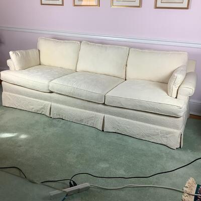 L1036 Vintage Off White  Three Cushion Upholstered Sofa