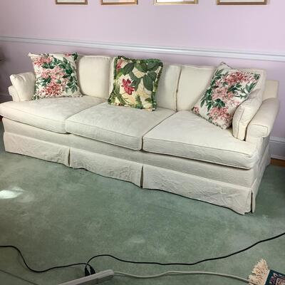 L1036 Vintage Off White  Three Cushion Upholstered Sofa