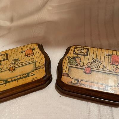 Cute Wood Bathroom Plaques