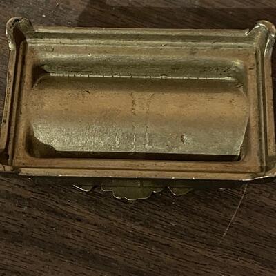 Vintage Art Nouveau Brass Postage Stamp Box with Two Compartments