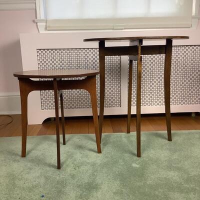 L1042 Pair of Vintage MCM Wooden Oval Folding Tables