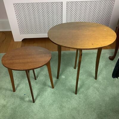 L1042 Pair of Vintage MCM Wooden Oval Folding Tables