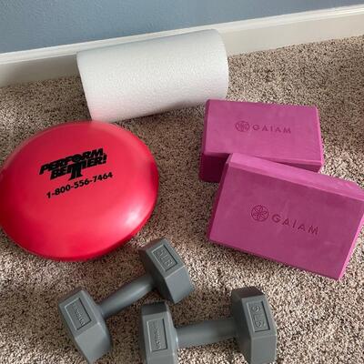 Lot 161 Exercise Gear - Yoga Blocks and 5 lb Weights