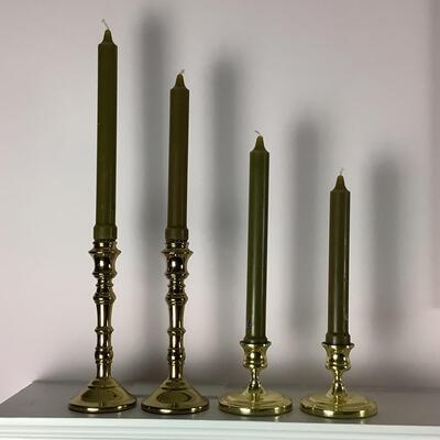 L1047 Set of 4 Virginia Metal Crafters and Baldwin Brass Candlesticks