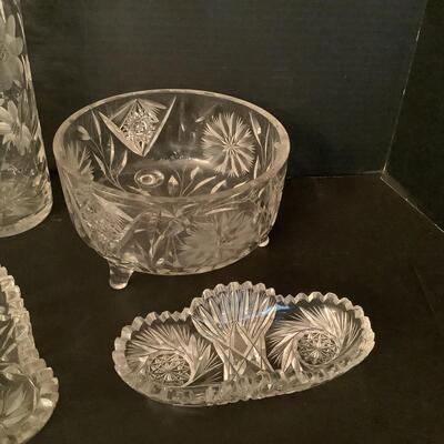 L1049 Set of 5 pc Vintage Cut Glass Lot