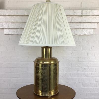 B1078 Vintage Stamped Brass Tea Tin Lamp