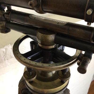 L1081 Antique Queen & Co Philadelphia Brass Transit with Box and Stand