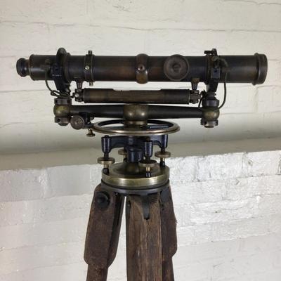 L1081 Antique Queen & Co Philadelphia Brass Transit with Box and Stand