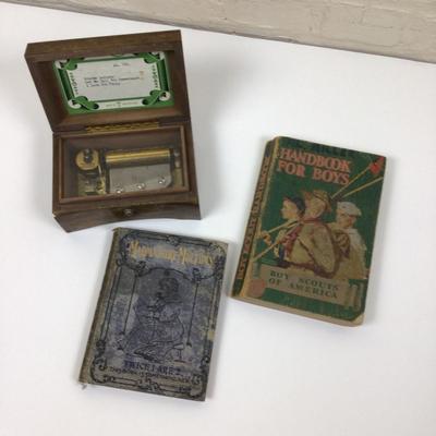 B1091 Vintage Thorens Music Box & Two Vintage Books
