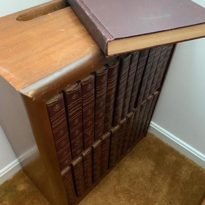 1958 Encyclopedia Brittanica Set with original shelf unit.