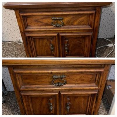 LOT 87  VINTAGE PAIR OF DREXEL VELERO NIGHT STANDS MID CENTURY SPANISH REVIVAL