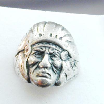 Men's Sterling Indian chief men's ring, size 8.25, 23.8 grams
