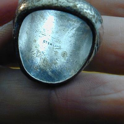 Men's Sterling Indian chief men's ring, size 8.25, 23.8 grams