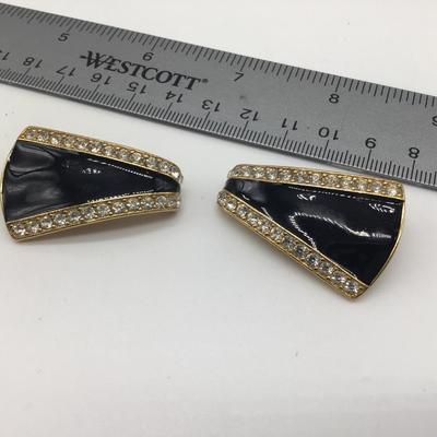 Black and Faux Diamond Earrings