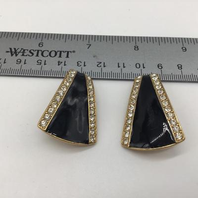 Black and Faux Diamond Earrings