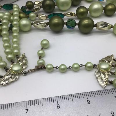 Beautiful Multi Greens Vintage Beaded Necklace