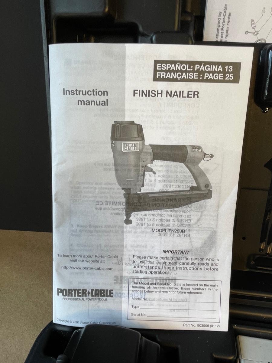 Lot 42.5 Porter Cable Finish Nailer
