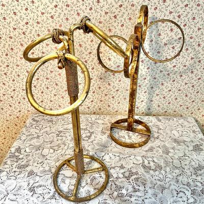 LOT 90   GROUP OF VINTAGE GILDED IRON RING TOWEL STANDS
