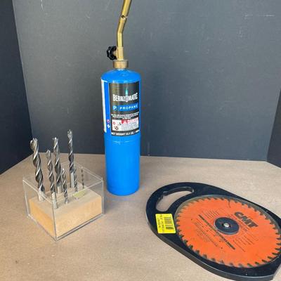 Lot 51. Drill Bits, Saw Blade and Propane Torch