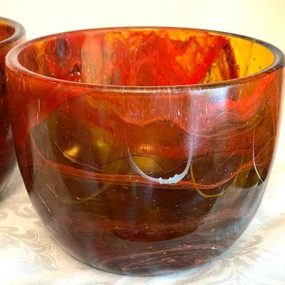 LOT 95   ROOT BEER SLAG GLASS BOWLS MADE IN ITALY