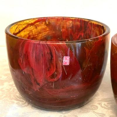 LOT 95   ROOT BEER SLAG GLASS BOWLS MADE IN ITALY