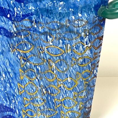 LOT 98  KOSTA BODA #726101 KJELL ENGMAN LIM ED 500 EX FISH BUCKET GLASS SCULPTURE