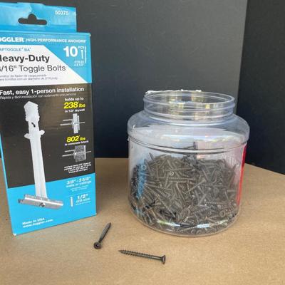 Lot 58  Sheet Rock Screws and Heavy Duty Toggle Bolts