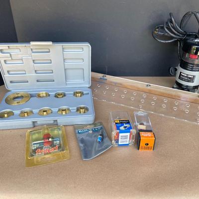 Lot 61  Laminate Trimmer Router with Carbide Bits and Rockler Brass Guides