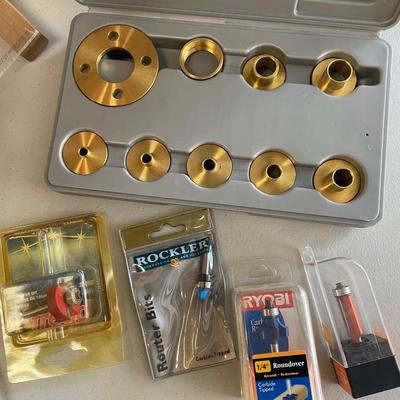 Lot 61  Laminate Trimmer Router with Carbide Bits and Rockler Brass Guides