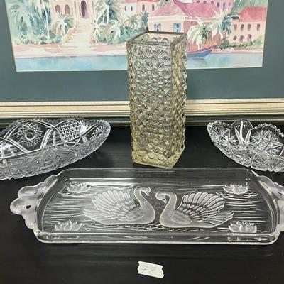 Amazing Crystal Tray Bowls and Vase