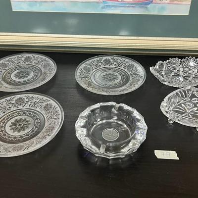 Crystal Plates and ashtray